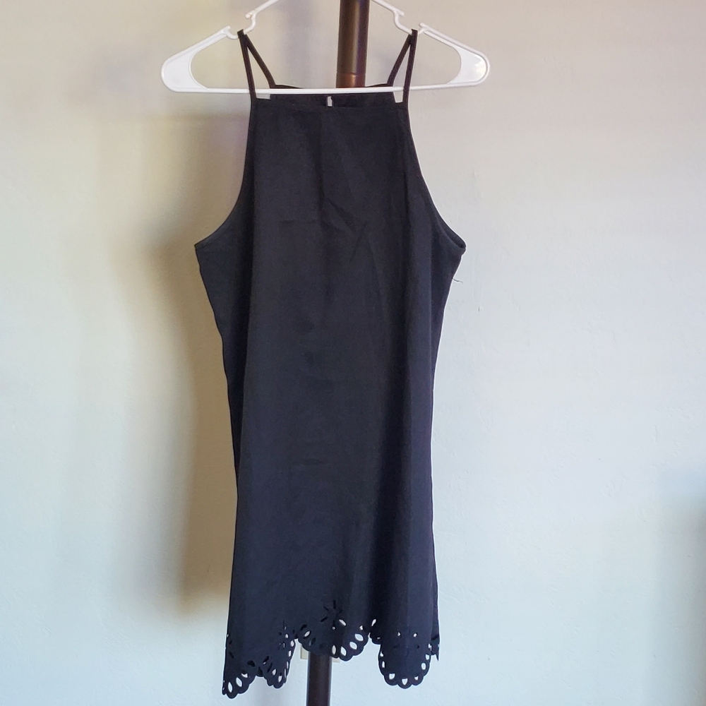 Shein Petite Large spaghetti strap black cut out mini dress